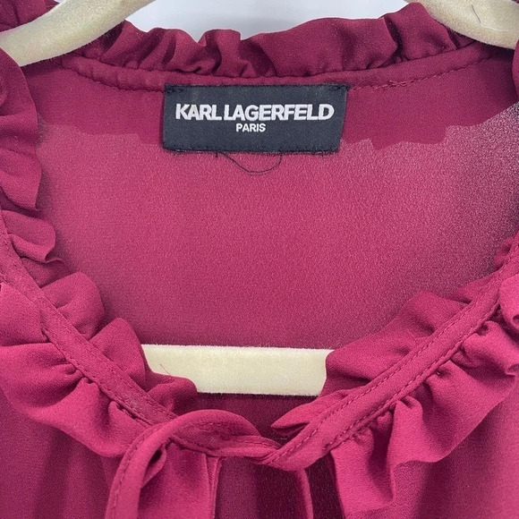 Karl Lagerfeld Paris Women’s Ruffle Detail Delicate Career Blouse Top Size S - Picture 4 of 7